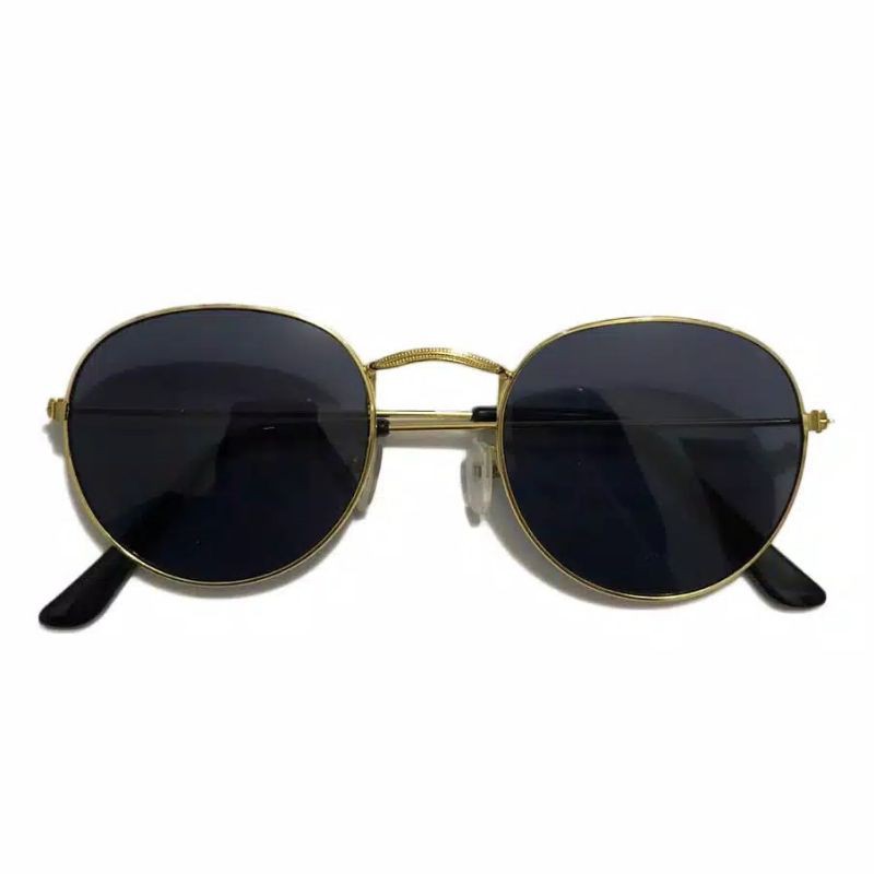 Kacamata Wanita Lensa Rangka Transparan Retro Vintage Metal Frame Eyeglasses-GOLD HITAM