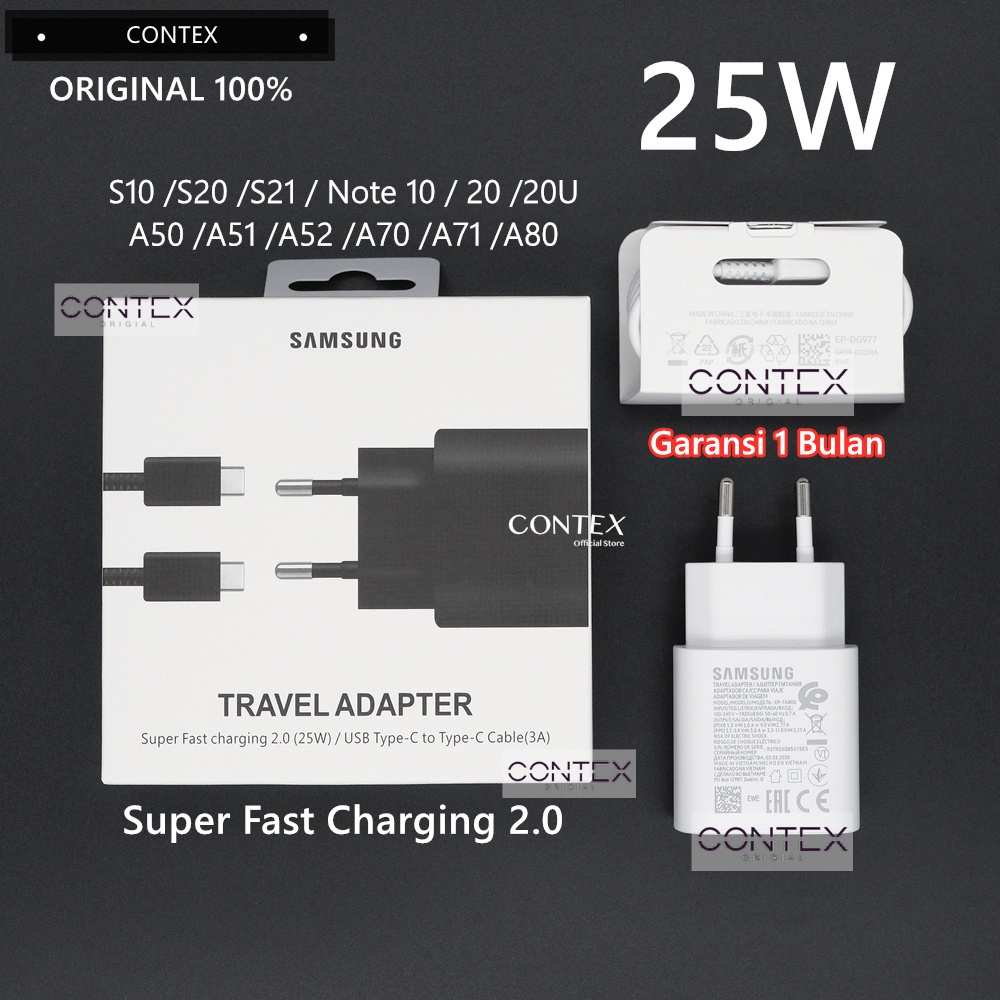 KABEL CHARGER SAMSUNG 25W A71 A70S A80 S20 NOTE10 USB-C TO C SUPER FAST CHARGING 2.0 ORIGINAL