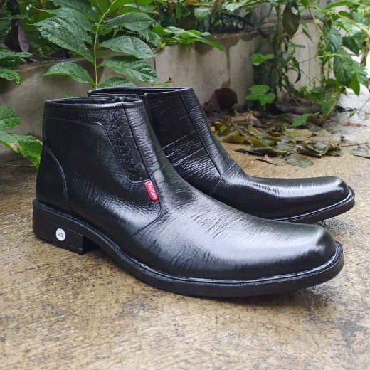 Kickers sepatu kerja kantor pria sepatu formal pantofel pria sepatu PDH pria kulit sapi asli hitam