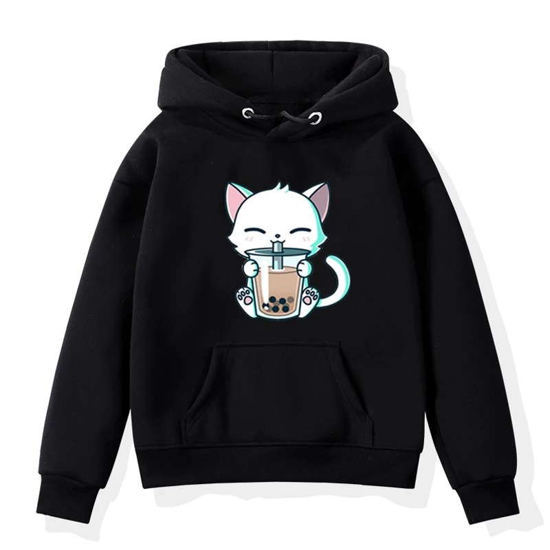 Sweater Hoodie Anak Kitten Boba Sweater Anak Fleece Bahan Premium