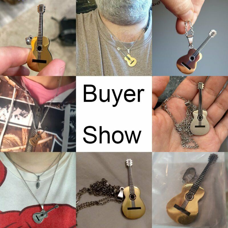 Kalung Rantai Liontin Gitar Bahan Stainless Steel Untuk Pria Dan Wanita