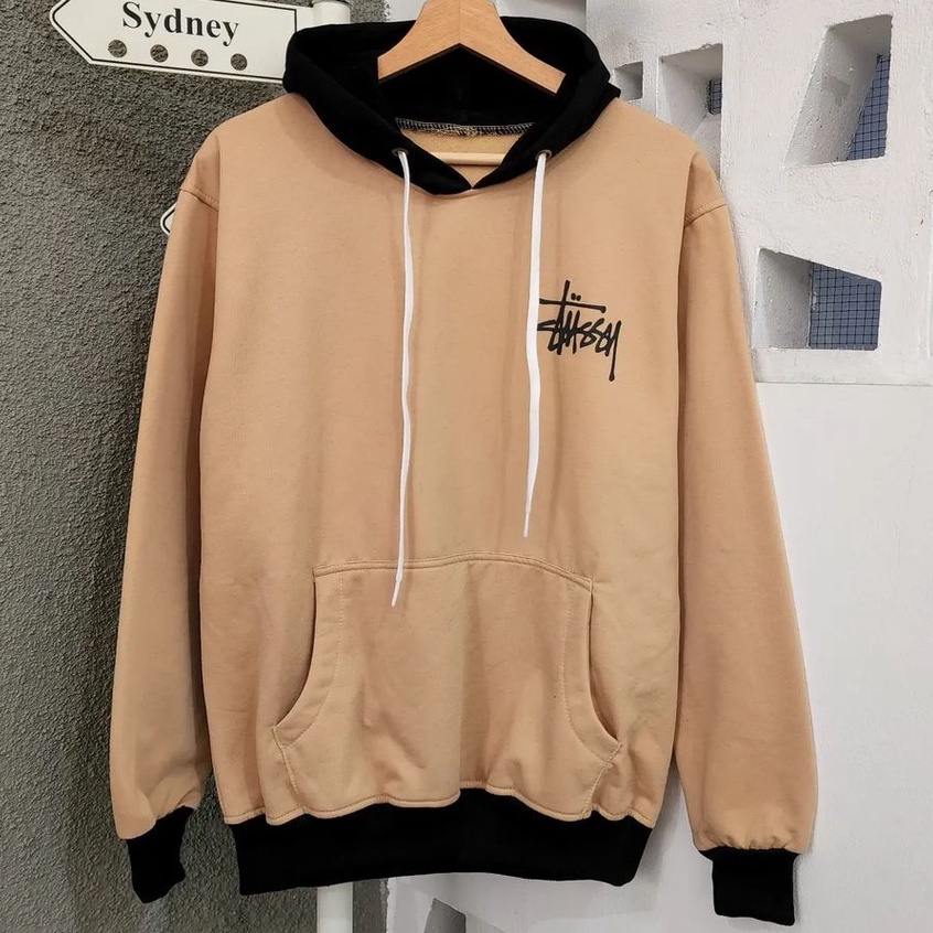 Hoodie Unisex Oversize Terbaru Motif Stussy Bahan Pleece Gaya Ala Korea