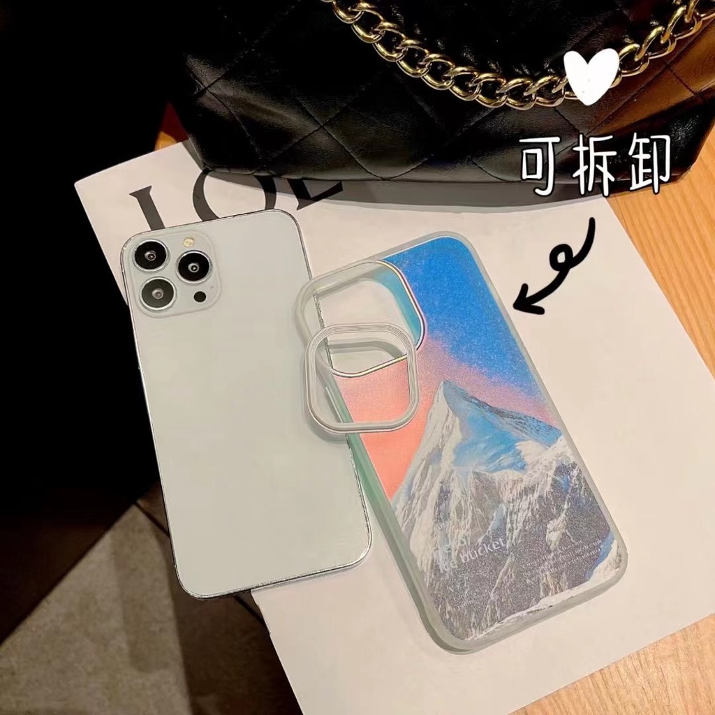 LASER FROSTED PHONE CASE FOR IPHONE 13 12 11 PRO MAX XR X XS MAX 14 PRO MAX 14 MAX MOUNTAIN SNOW MOUNTAIN LANDSCAPE ILLUSTRATION ACRYLIC SHOCKPROOF PERIPHERALS