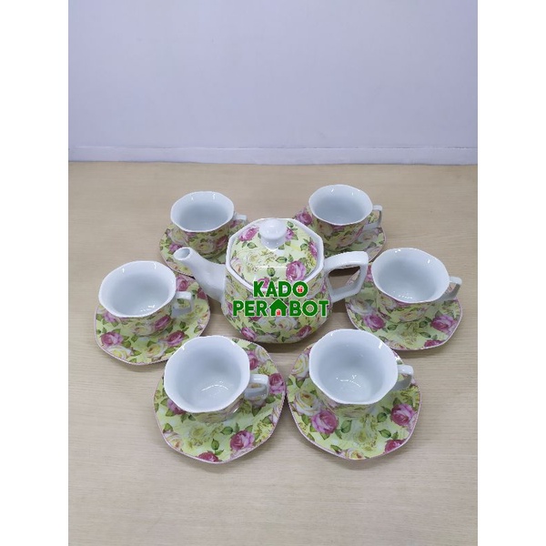 teko set vicenza - teko vicenza motif bunga 1set - teko cantik 1set