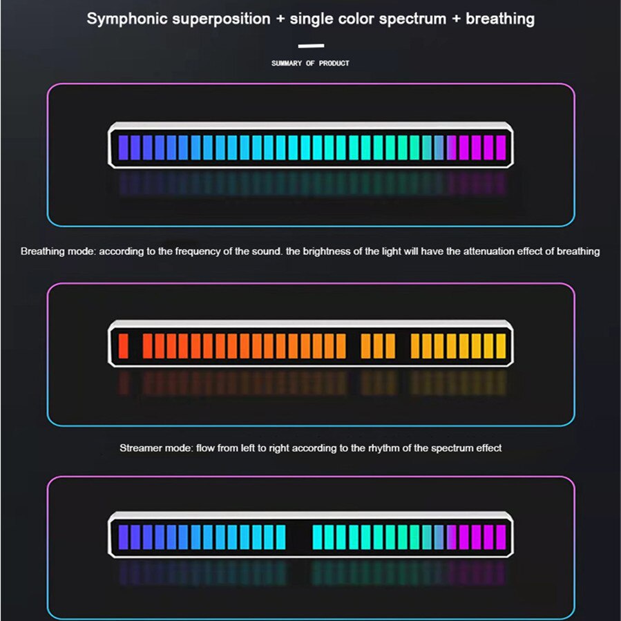 BLINGO x Perfin PFLG10 Lampu LED RGB Bar Strip Spectrum Audio Indicator Music Sound Control Lamp Music Atmosphere Light