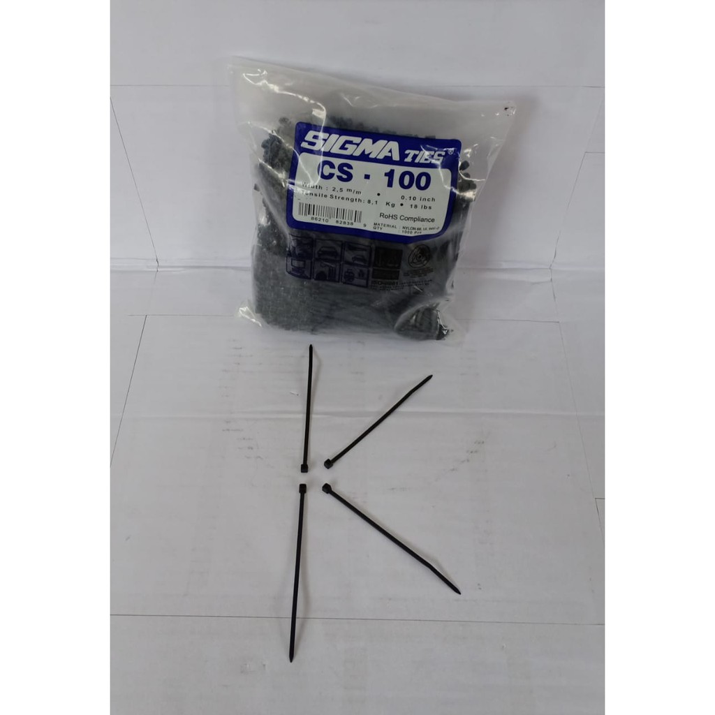 KABEL TIES SIGMA CS 100 HITAM 10cm 10pcs - TIS INSULOK - IKAT KABEL