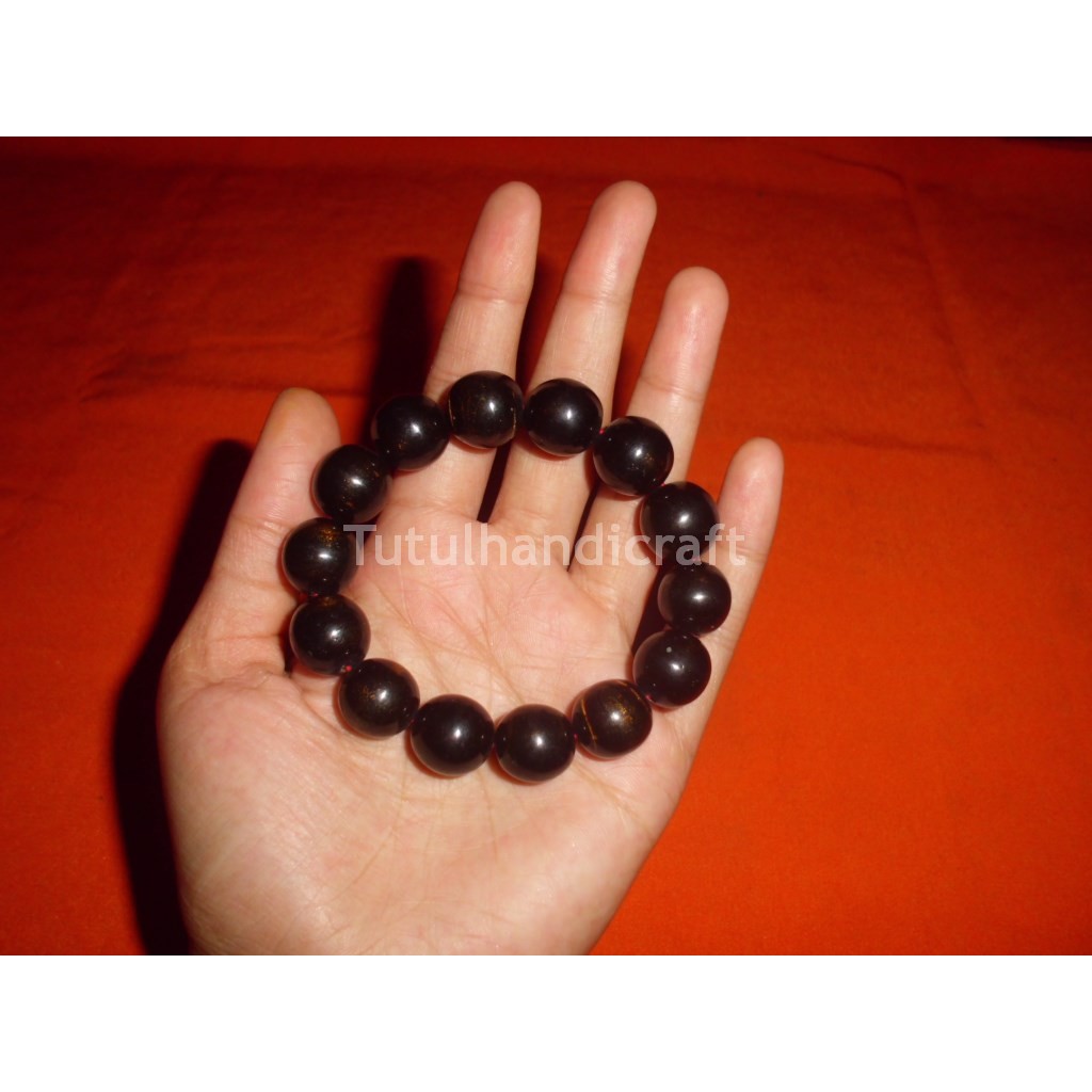 Gelang Akar Bahar Tali Arus Hitam Black Coral Ukuran 16 mm
