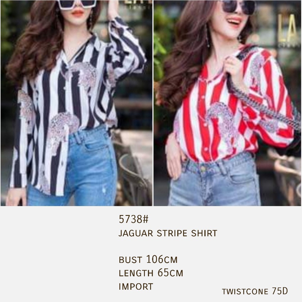 5738 KEMEJA JAGUAR STRIPE SHIRT PREMIUM FASHION Baju IMPORTIR TERMURAH IMPOR GROSIR MURAH IMPORT