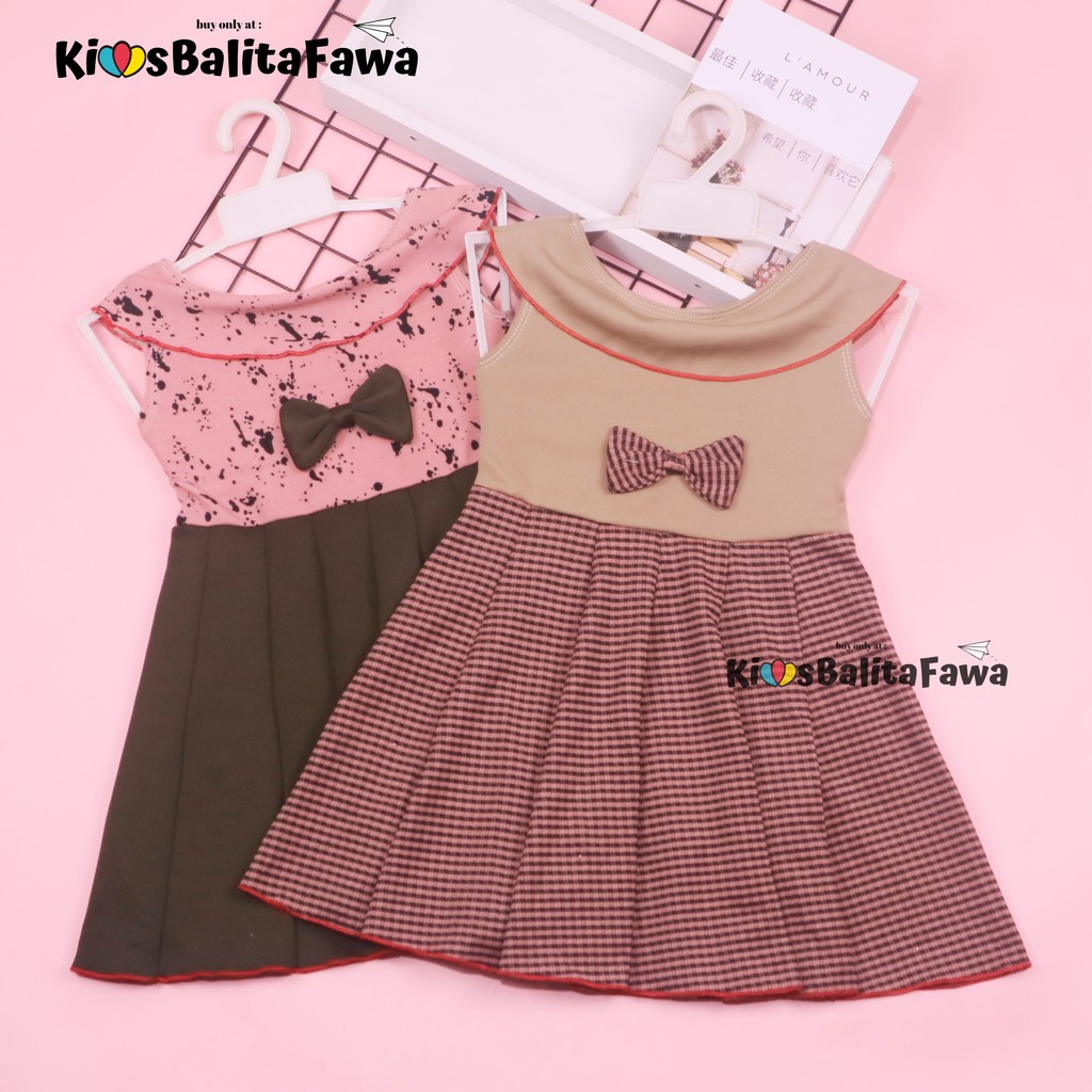 Dress Cantika uk 3-4 Tahun / Dres Yukensi Baju Anak Perempuan Motif Model Gaun Pesta Polos Import