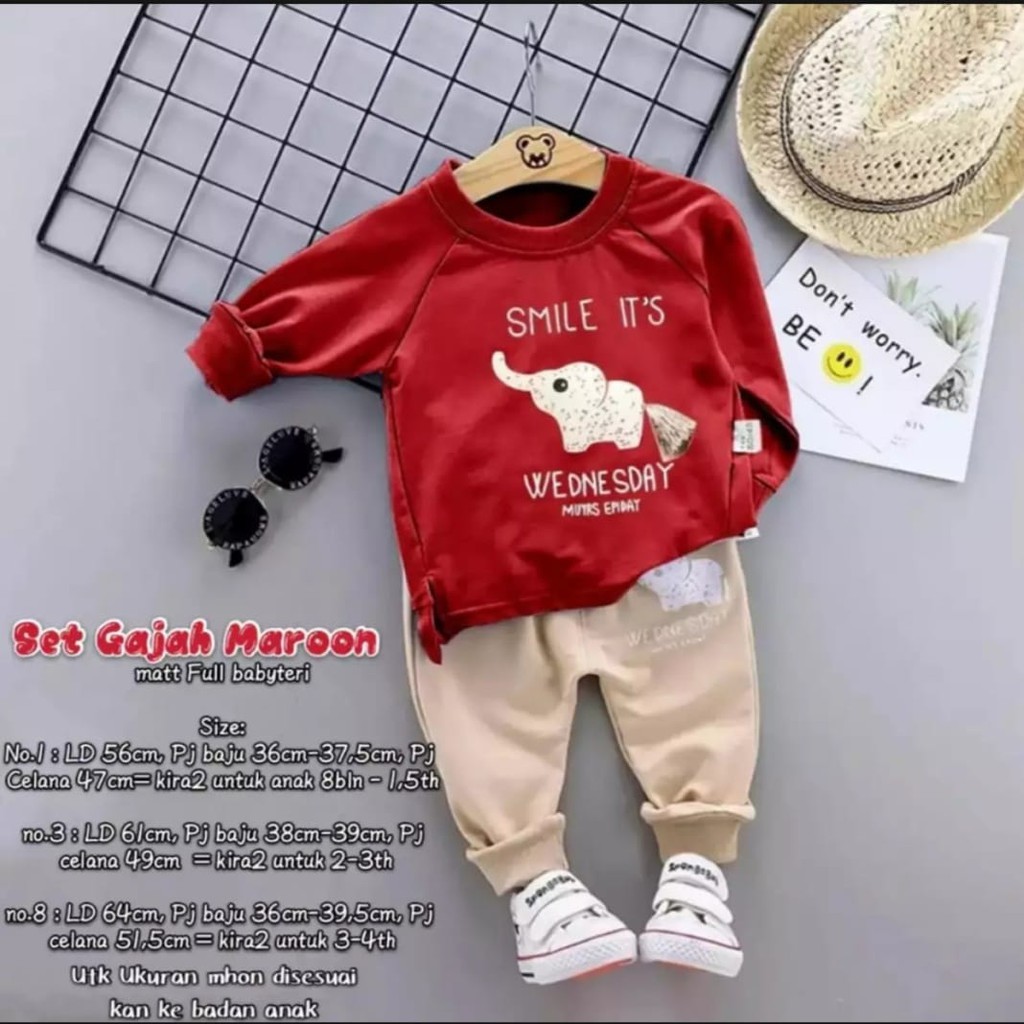 STELAN ANAK TERBARU MOTIF GAJAH KEREN DAN LUCU PILIH WARNA USIA 1-5 TAHUN