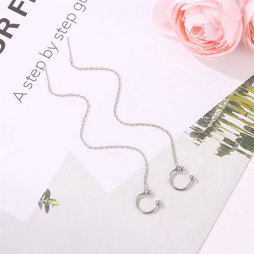 【COD Tangding】Anting Klip Tulang Telinga Model Rumbai Panjang Bentuk C