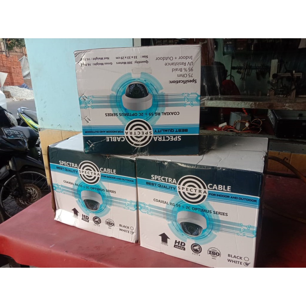 Kabel CCTV Coaxial RG 59 + 2C Optimus Series Merk Spectra 1 Roll 300m