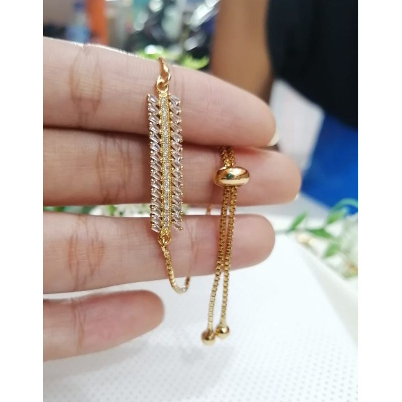 Gelang tangan wanita Titanium motif Bulan Bintang ful permata banyak pilihan warna Gold dan Silver