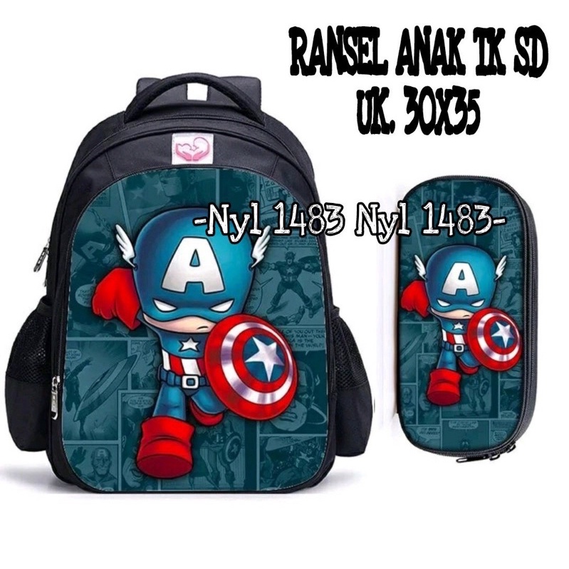 Tas sekolah anak SD - TK Tas sekolah anak karakter Avenger Captain Amerika,Ransel Sekolah anak Avenger