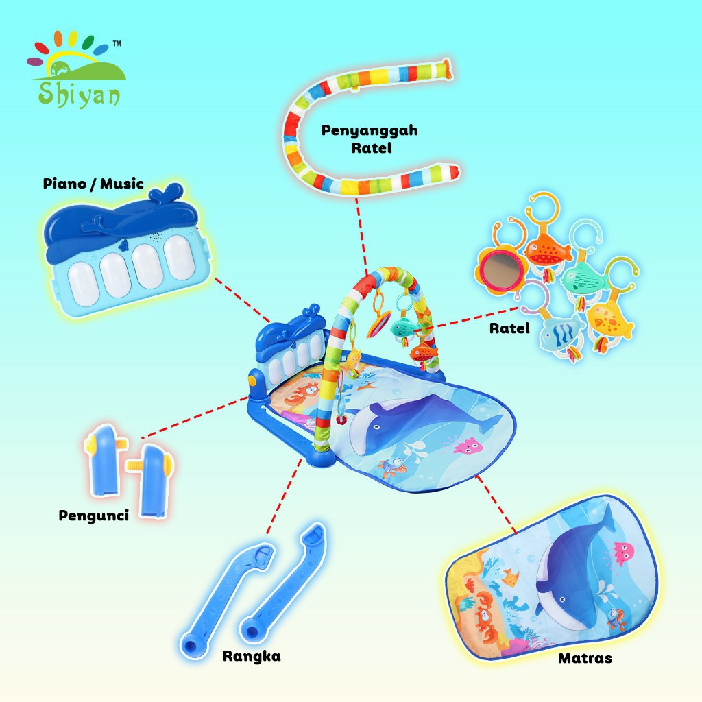 BBY GYM MUSICAL SET MUSIK BAYI MAINAN PIANO BERKARAKTER DAN RATTLES LUCU