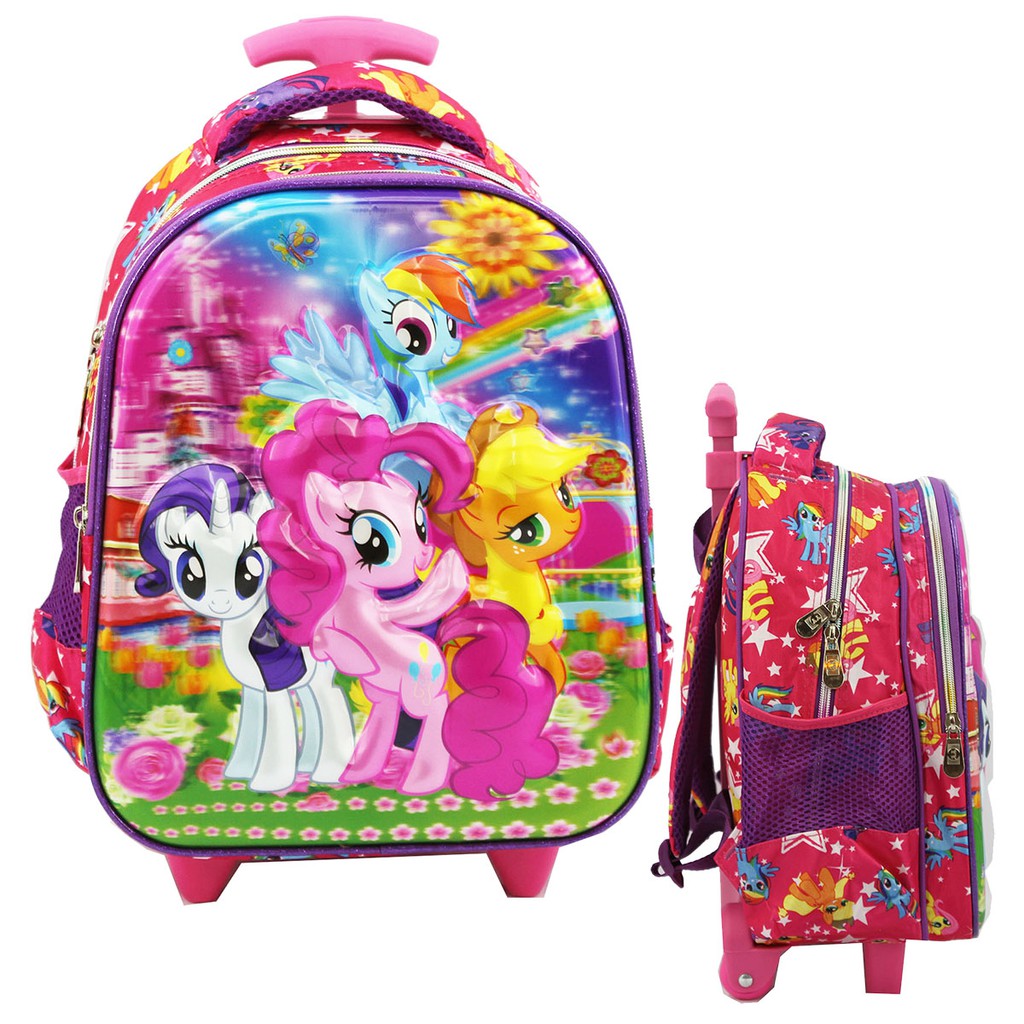 TAS anak sekolah Trolley TK Import - Little Pony 5D Timbul Hologram Pink perempuan & laki laki promo