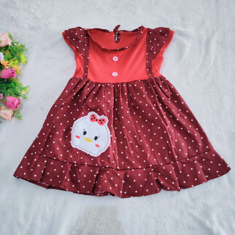 Dress anak 2 3 tahun cewek perempuan gaun polka Pinkland