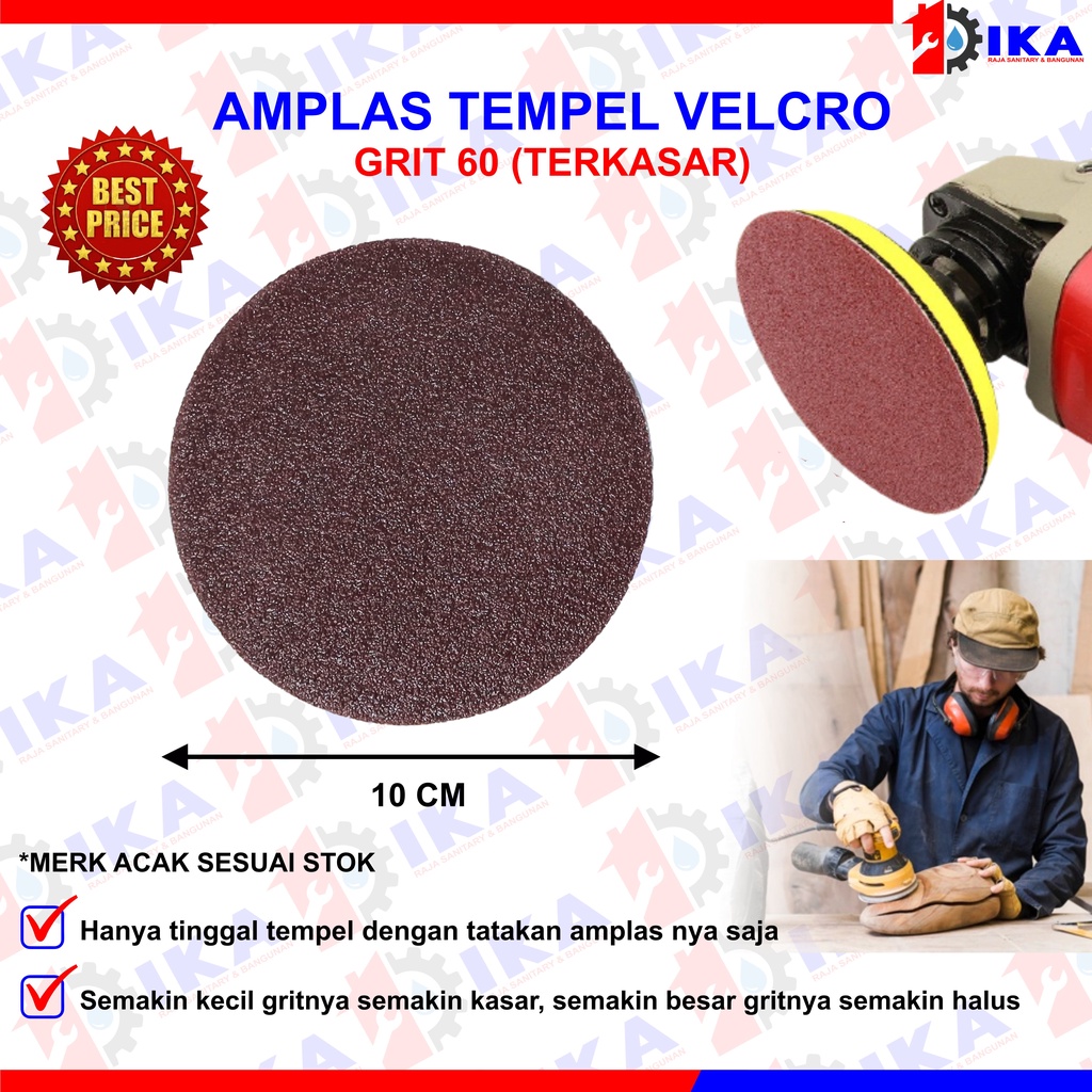 Amplas Bulat Velcro Grit Grid 60,80,100,120,150,180,240 Termurah Berkualitas / PROMO AMPLAS BULAT VELCRO TEMPEL GERINDA 4 INCH PALING MURAH