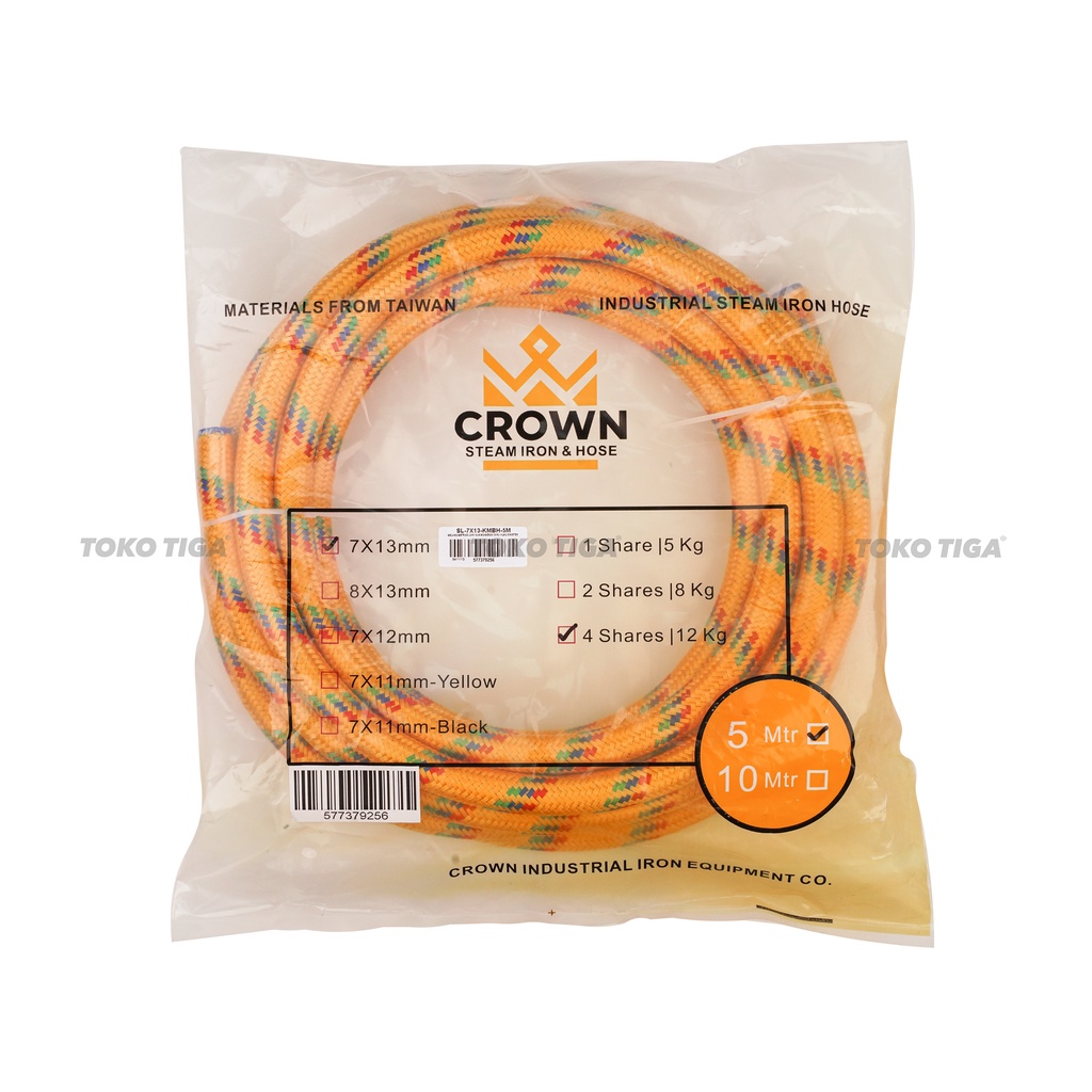 Selang Setrika Uap Kuning Grade SUPER / 1 Meter Merek CROWN