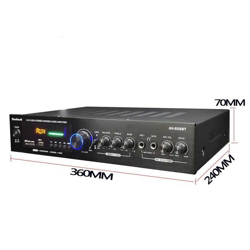 Amplifier Sunbuck Audio Bluetooth Amplifier Karaoke 5CH 600W - AV 608BT - Black