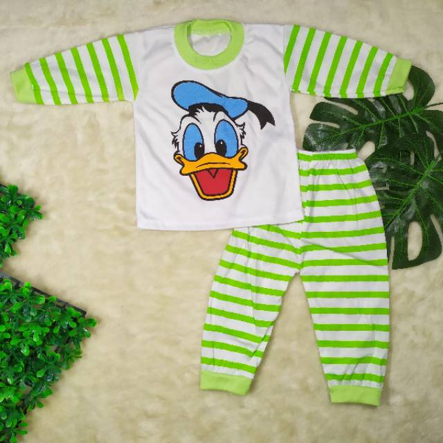 Setelan Baju Panjang Bayi Size 0-12bulan / Pakaian Bayi / Piyama Bayi Gambar Bebek Donal / Baju Anak