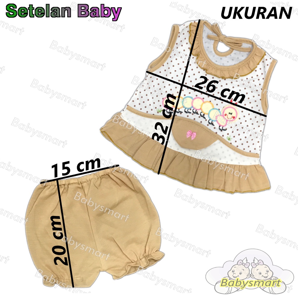 Babysmart - Setelan Baju bayi/Anak Perempuan motif ULAT PLANET KIDS usia 0 - 6 bulan / Pakaian anak Cewek