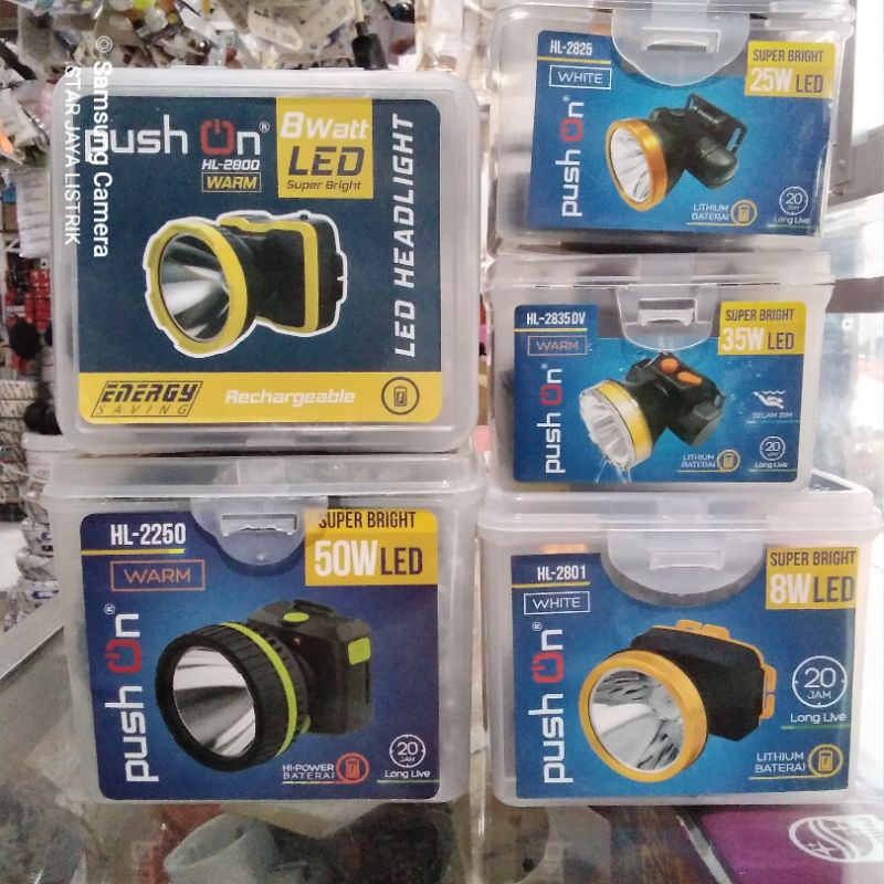 Senter Kepala Push On HL-2825/HL-2835/HL-2250/HL-2800/HL-2801 Warna Putih-Kuning