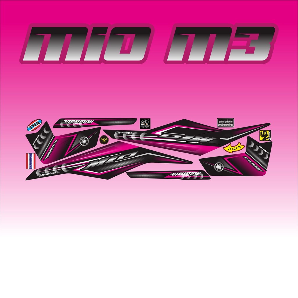 STRIPING VARIASI MIO M3 THAILOOK BABYLOOK MOTHAI VARIASI STICKER YAMAHA MIO M3 PINK