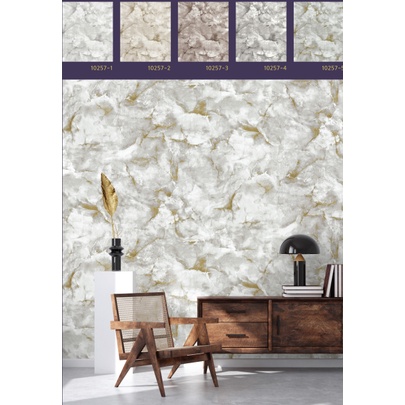 Wallpaper Dinding Korea Motif Marmer Abu Putih Gold