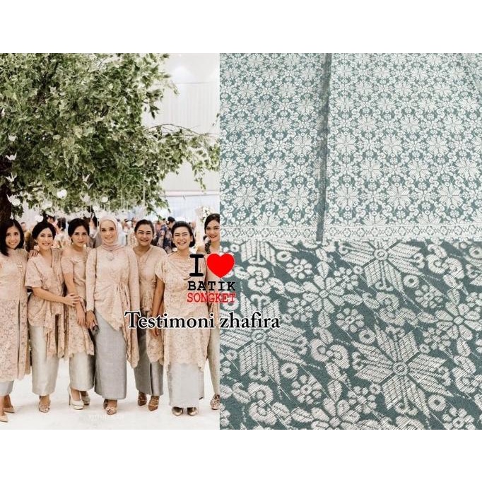 Songket mesin motif 5 warna abu pastel benang silver bahan kain tenun