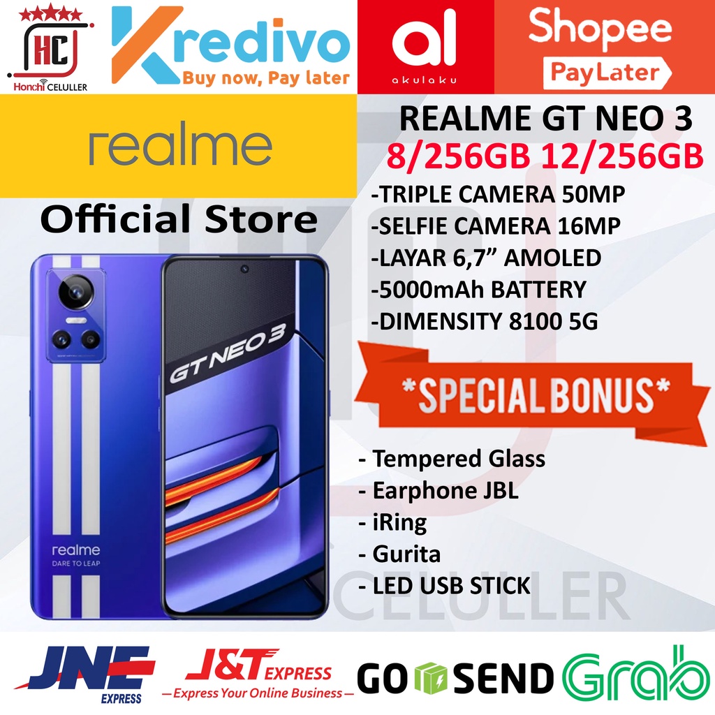 REALME GT NEO 3 12/256 8/256 GB GARANSI RESMI REALME INDONESIA FULL BONUS