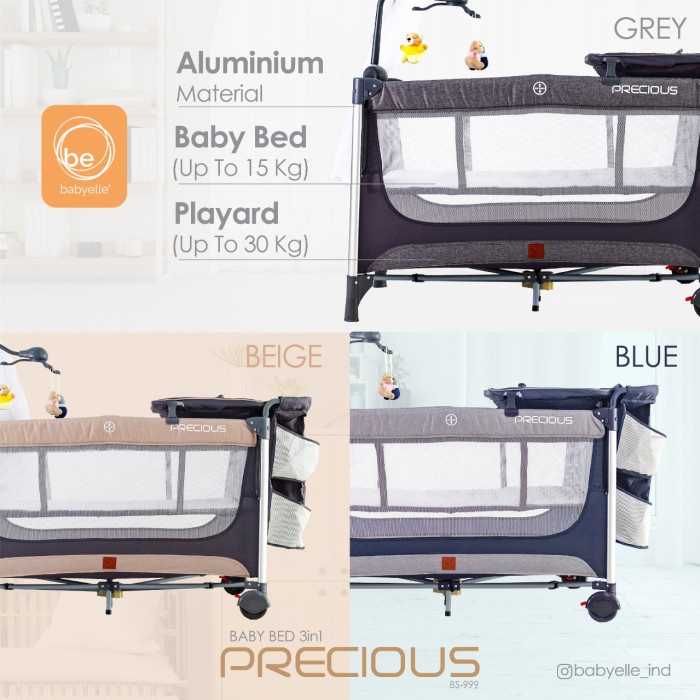 Box Babyelle BE 999 XLR Precious / Box Baby 3in1 / Box Side Bed Baby - BLUE