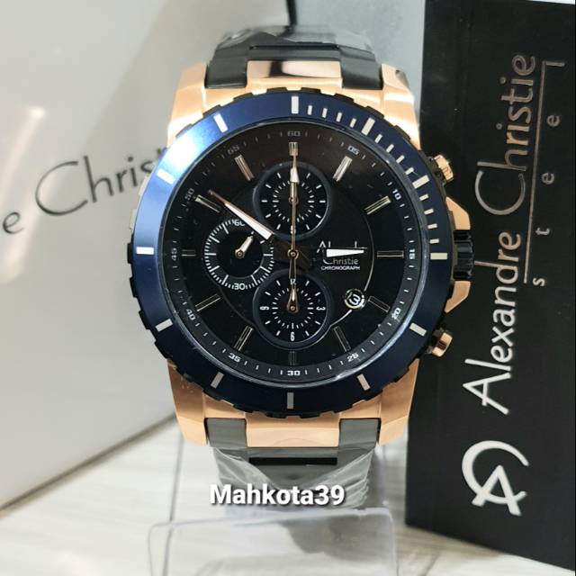 JAM TANGAN ALEXANDRE CHRISTIE AC 6141 MC BLUE ROSEGOLD
