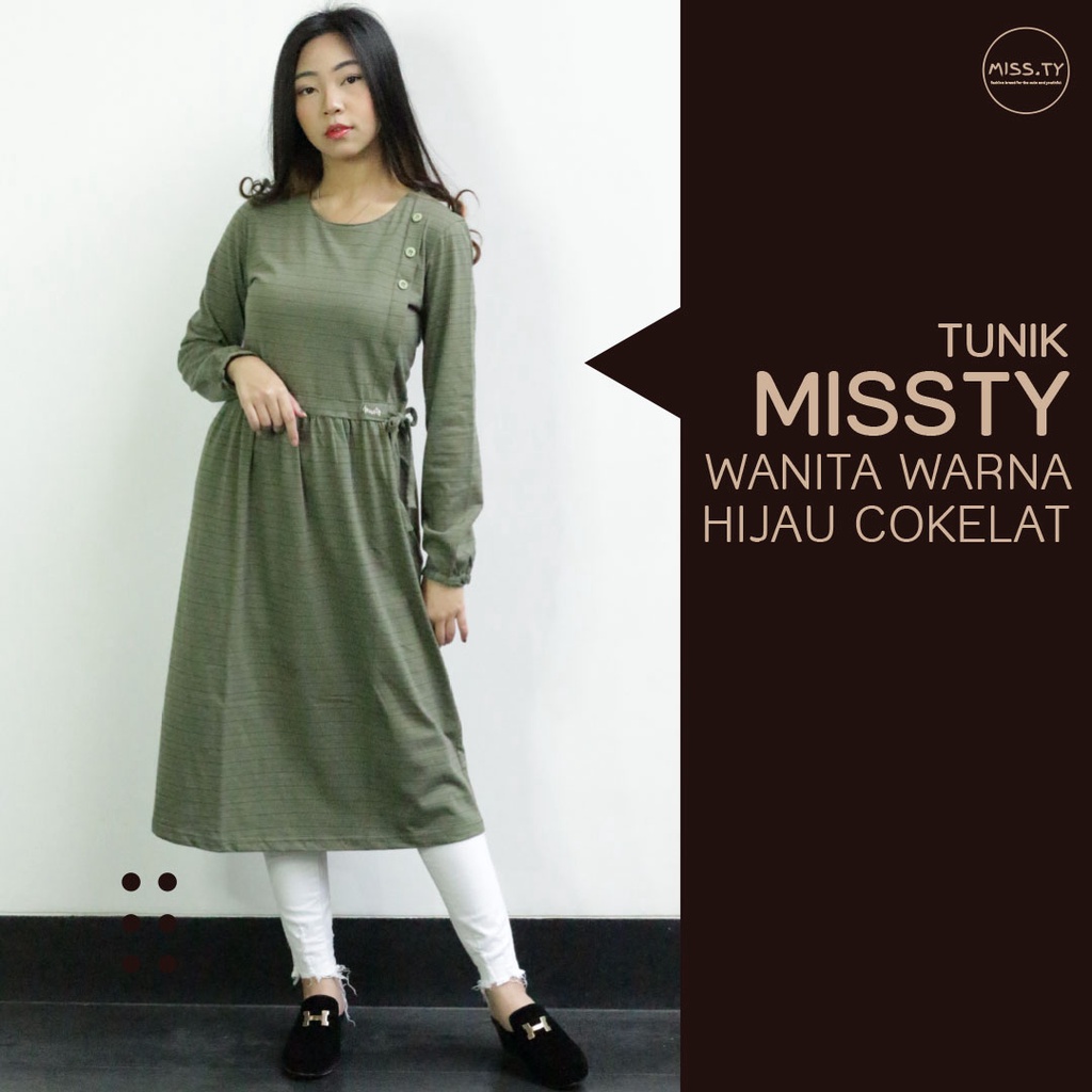 Tunik Missty Wanita Warna Hijau Cokelat (36530)