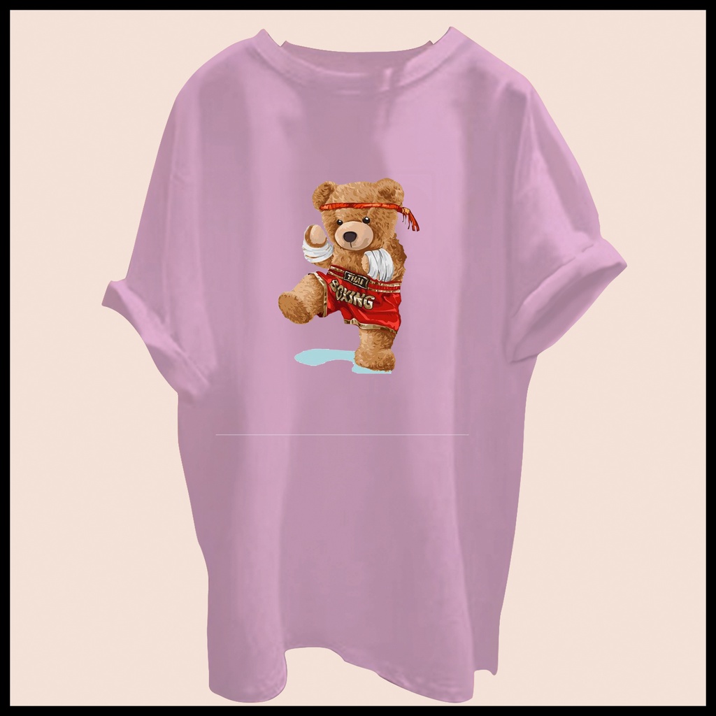 CALVIERO SHOP - BAJU KAOS ATASAN WANITA BEAR BOXING PRINT