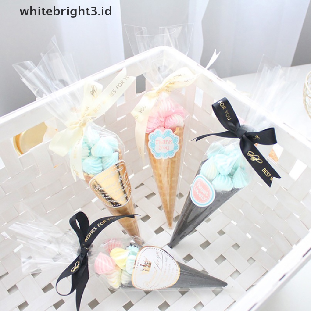 (whitebright3.id) Tempat Permen Bentuk Kerucut Transparan Untuk Pesta Ulang Tahun / Pernikahan