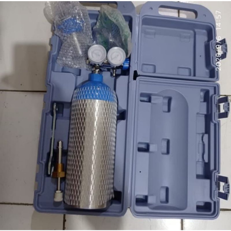 Tabung Oksigen Alumunium Portable Traveling 0,25m3 + isi Oxygen Siap Pakai