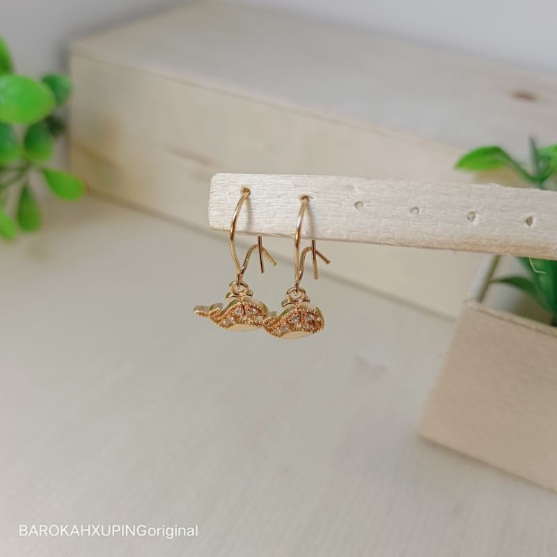anting xuping+anting hook+ anting panjang simple+anting kekinian/perhiasan laois emas