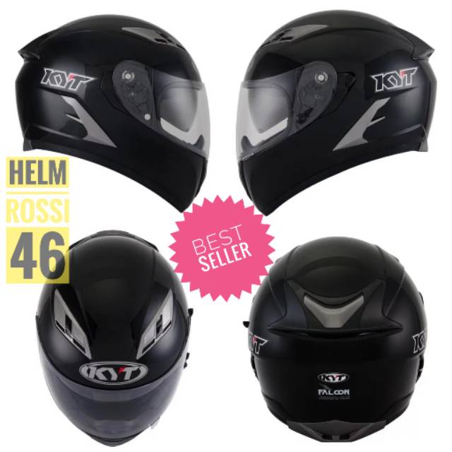 [COD] KYT FALCON FR - HITAM BLACK SOLID ORIGINAL visor flat