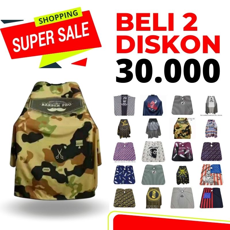 Kain Kep Kip Keep Cukur Rambut Motif WAHL WARNA ABU ABU Ukuran Jumbo Barbershop Hair Salon Pangkas