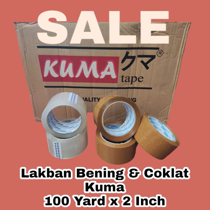 Lakban Bening Coklat Kuma 100 Yard x 2 Inch, Isolasi Bening Cokelat