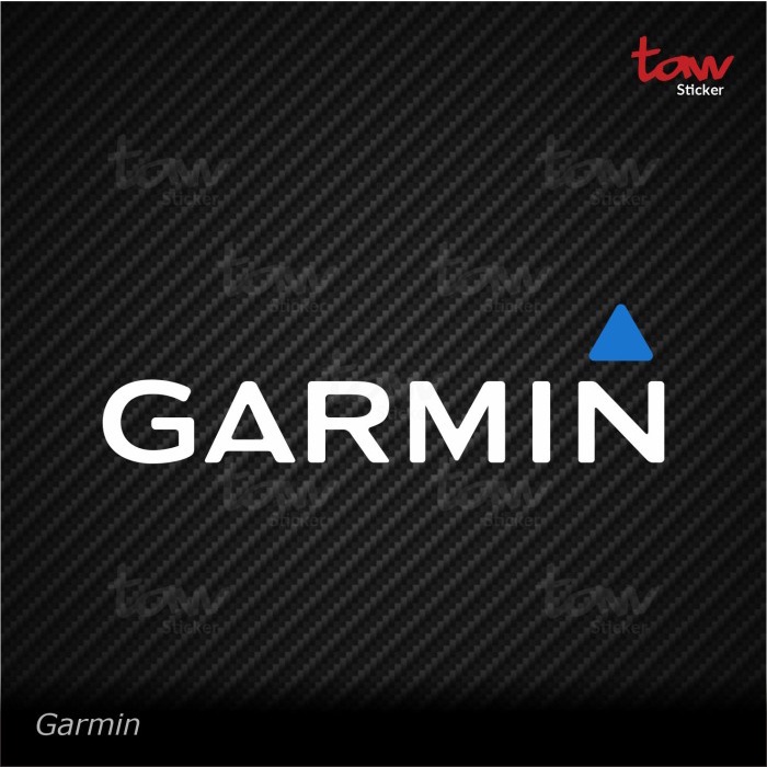 Garmin GPS Cutting Sticker Stiker Kaca mobil motor Laptop Helm Sepeda - 7x2 cm, Putih Biru