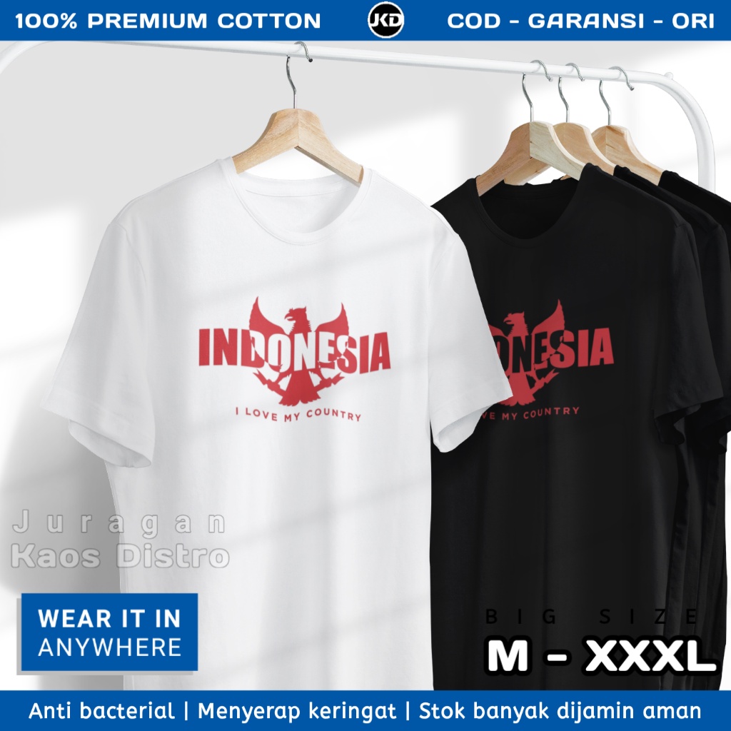 Kaos Indonesia Series Logo Garuda Merah Putih Kaos Branded Pria Distro Premium Cotton T Shirt Cowok 
