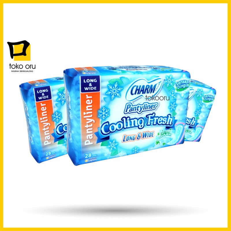 Charm Cooling Fresh Pantyliner Long &amp; Wide isi 28 pads Pembalut Wanita