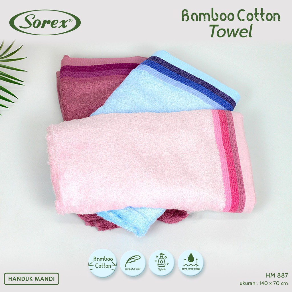 Sorex Handuk Mandi Dewasa Cotton Bamboo Lembut Daya Serap Tinggi HM 887