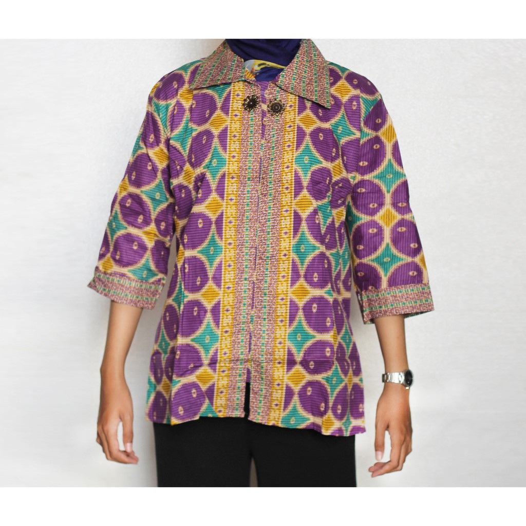 Blouse Batik Wanita I Blus Batik I Blus Kerja Wanita Batik Aster