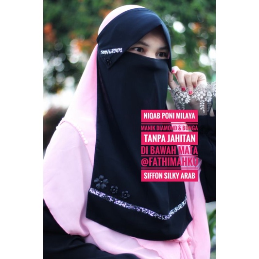 Niqab Poni Milaya Diamond/Cadar Poni Karet siffon silky arab