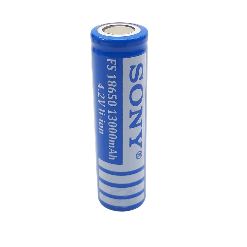 Baterai 18650 Charger Li-ion 4.2volt-13000mAh Warna Biru Tube Positif Flat Isi 1 Buah