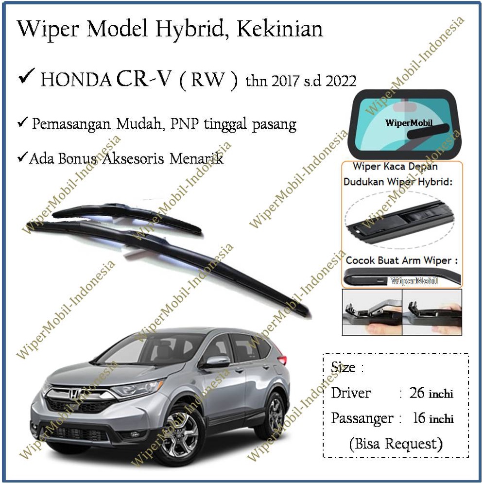 Wiper HYBRID Kekinian Honda CR-V CRV CR V 2017 2018 2019 2020 2021 2022