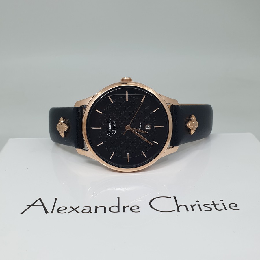 Alexandre Christie Ac 2777 Rosegold Black, Jam Tangan Wanita, Original